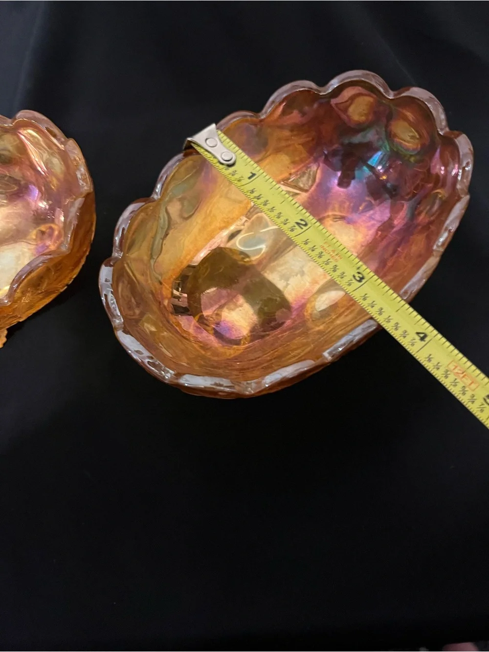 Amber Iridescent Glass Serving Bowls - Set of 2